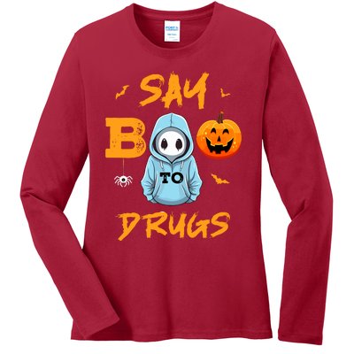 Say Boo To Drugs Funny Halloween Red Ribbon Week Awareness Ladies Long Sleeve Shirt