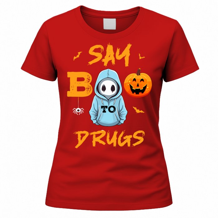 Say Boo To Drugs Funny Halloween Red Ribbon Week Awareness Women's T-Shirt