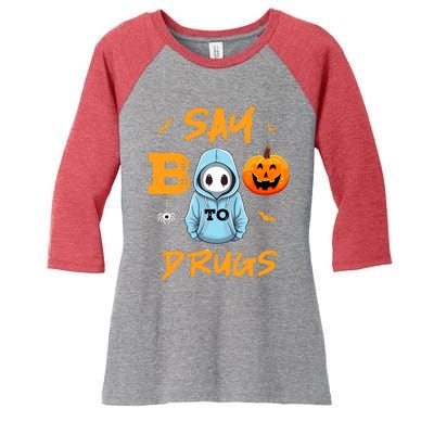 Say Boo To Drugs Funny Halloween Red Ribbon Week Awareness Women's Tri-Blend 3/4-Sleeve Raglan Shirt