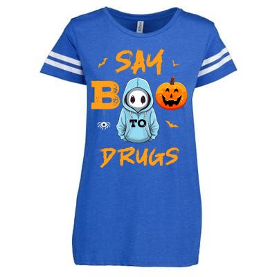 Say Boo To Drugs Funny Halloween Red Ribbon Week Awareness Enza Ladies Jersey Football T-Shirt