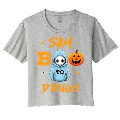 Say Boo To Drugs Funny Halloween Red Ribbon Week Awareness Women's Crop Top Tee