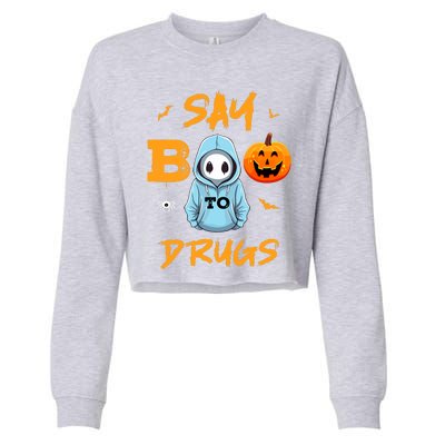 Say Boo To Drugs Funny Halloween Red Ribbon Week Awareness Cropped Pullover Crew