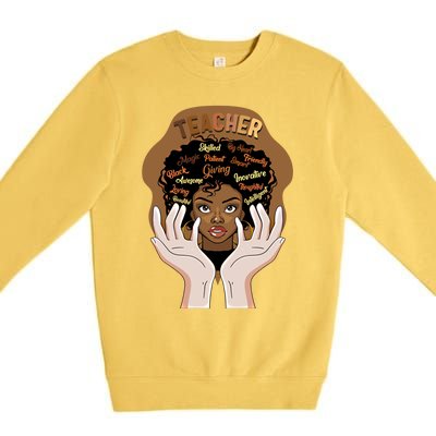 Smart Black Teacher Afro Curly Hair Educated Black Teacher G Gift Premium Crewneck Sweatshirt