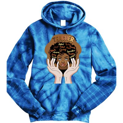 Smart Black Teacher Afro Curly Hair Educated Black Teacher G Gift Tie Dye Hoodie