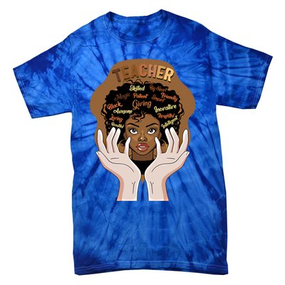 Smart Black Teacher Afro Curly Hair Educated Black Teacher G Gift Tie-Dye T-Shirt