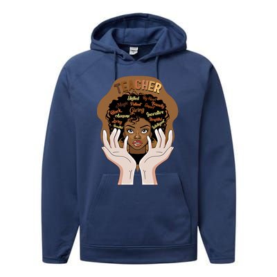 Smart Black Teacher Afro Curly Hair Educated Black Teacher G Gift Performance Fleece Hoodie