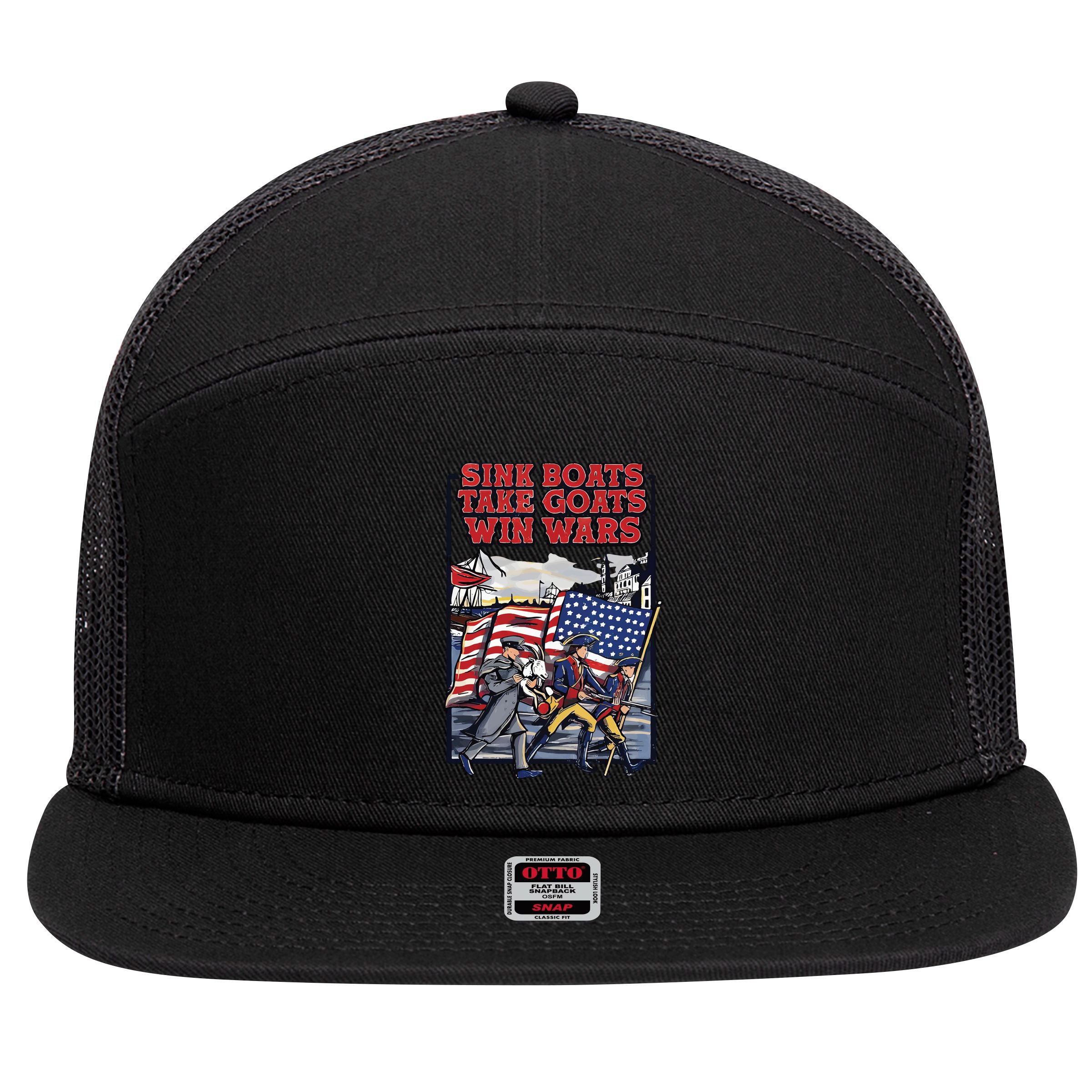 Sink Boats Take Goasts Win Wars 7 Panel Mesh Trucker Snapback Hat