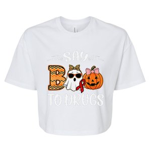 Say Boo To Drugs Red Ribbon Week Awareness Funny Halloween Bella+Canvas Jersey Crop Tee