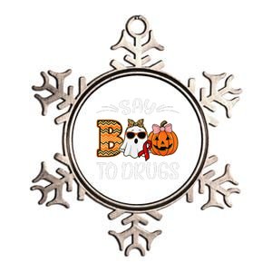 Say Boo To Drugs Red Ribbon Week Awareness Funny Halloween Metallic Star Ornament