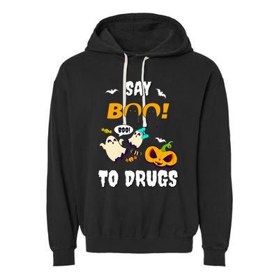 Say Boo To Drugs Red Ribbon Week Awareness Garment-Dyed Fleece Hoodie