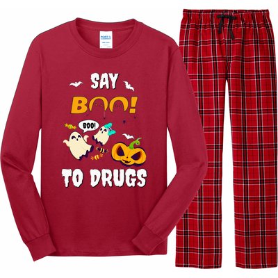 Say Boo To Drugs Red Ribbon Week Awareness Long Sleeve Pajama Set