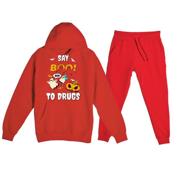 Say Boo To Drugs Red Ribbon Week Awareness Premium Hooded Sweatsuit Set