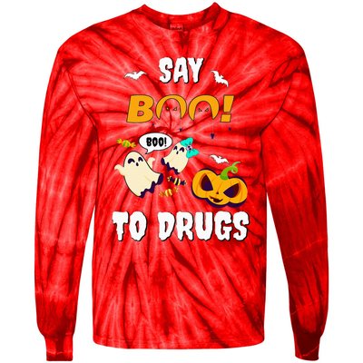 Say Boo To Drugs Red Ribbon Week Awareness Tie-Dye Long Sleeve Shirt