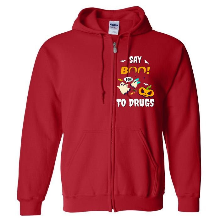 Say Boo To Drugs Red Ribbon Week Awareness Full Zip Hoodie