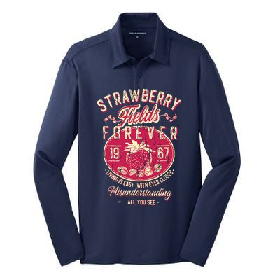 Straw Berry Tields Forever 1967 Vintage Silk Touch Performance Long Sleeve Polo