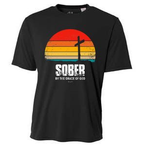 Sober By The Grace Of God Aa Recovery Christian Sobriety Cooling Performance Crew T-Shirt