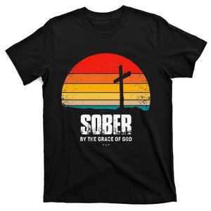 Sober By The Grace Of God Aa Recovery Christian Sobriety T-Shirt