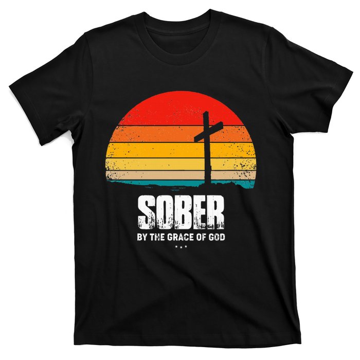 Sober By The Grace Of God Aa Recovery Christian Sobriety T-Shirt