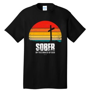 Sober By The Grace Of God Aa Recovery Christian Sobriety Tall T-Shirt