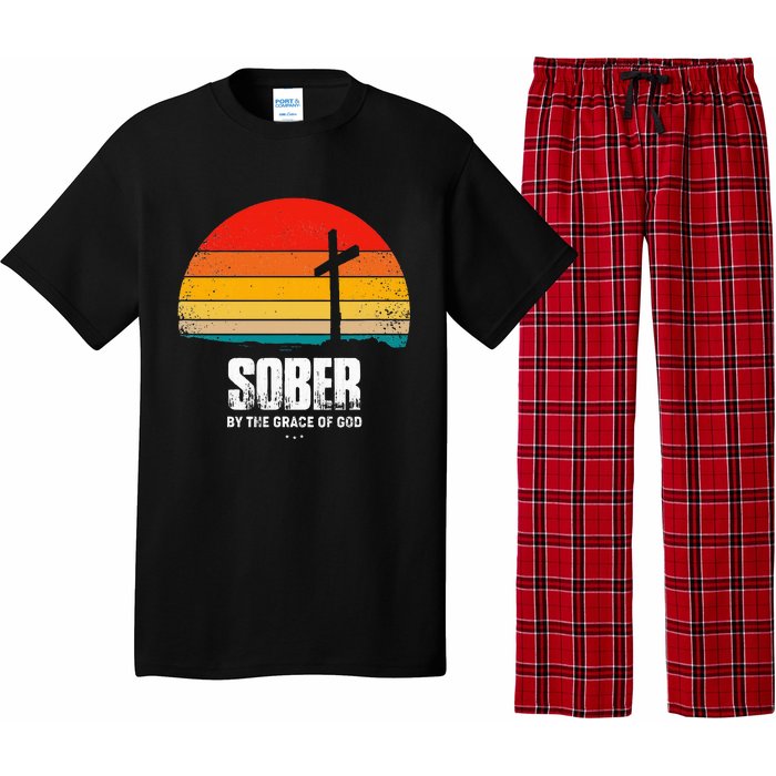 Sober By The Grace Of God Aa Recovery Christian Sobriety Pajama Set