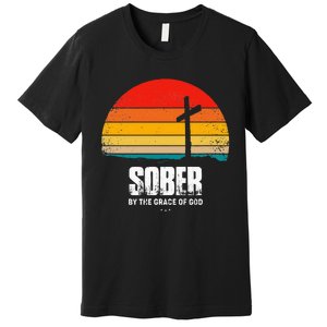 Sober By The Grace Of God Aa Recovery Christian Sobriety Premium T-Shirt