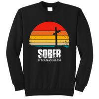 Sober By The Grace Of God Aa Recovery Christian Sobriety Tall Sweatshirt