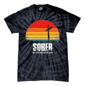 Sober By The Grace Of God Aa Recovery Christian Sobriety Tie-Dye T-Shirt