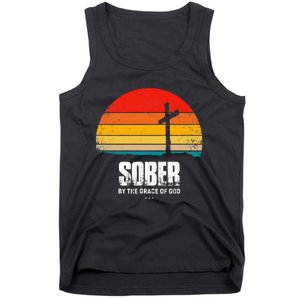 Sober By The Grace Of God Aa Recovery Christian Sobriety Tank Top