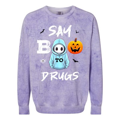 Say Boo To Drugs Funny Halloween Red Ribbon Week Awareness Colorblast Crewneck Sweatshirt