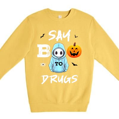 Say Boo To Drugs Funny Halloween Red Ribbon Week Awareness Premium Crewneck Sweatshirt