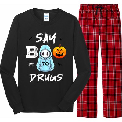 Say Boo To Drugs Funny Halloween Red Ribbon Week Awareness Long Sleeve Pajama Set