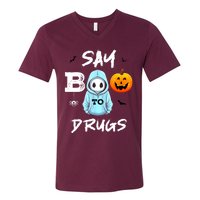 Say Boo To Drugs Funny Halloween Red Ribbon Week Awareness V-Neck T-Shirt