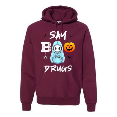 Say Boo To Drugs Funny Halloween Red Ribbon Week Awareness Premium Hoodie