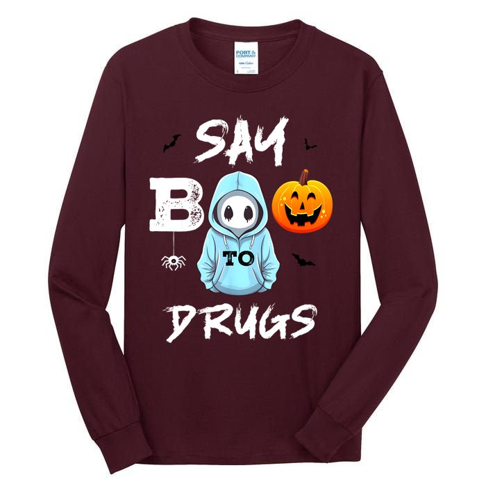 Say Boo To Drugs Funny Halloween Red Ribbon Week Awareness Tall Long Sleeve T-Shirt