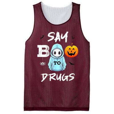 Say Boo To Drugs Funny Halloween Red Ribbon Week Awareness Mesh Reversible Basketball Jersey Tank