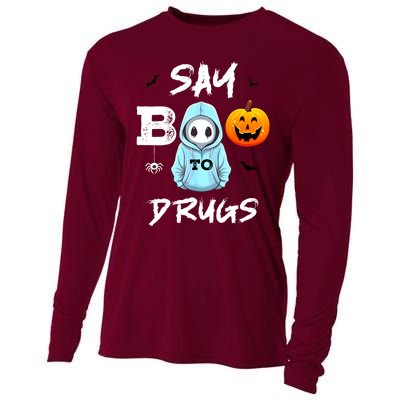 Say Boo To Drugs Funny Halloween Red Ribbon Week Awareness Cooling Performance Long Sleeve Crew