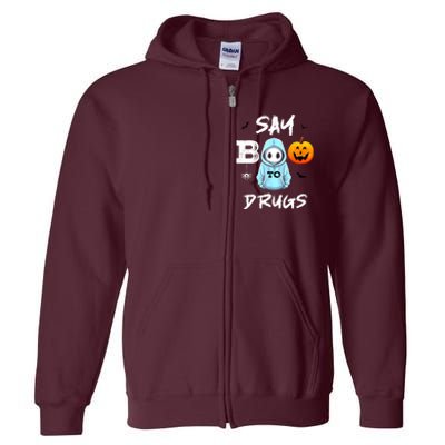 Say Boo To Drugs Funny Halloween Red Ribbon Week Awareness Full Zip Hoodie