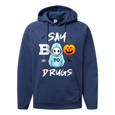 Say Boo To Drugs Funny Halloween Red Ribbon Week Awareness Performance Fleece Hoodie