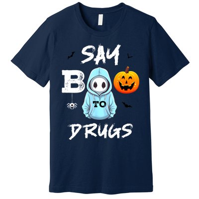 Say Boo To Drugs Funny Halloween Red Ribbon Week Awareness Premium T-Shirt