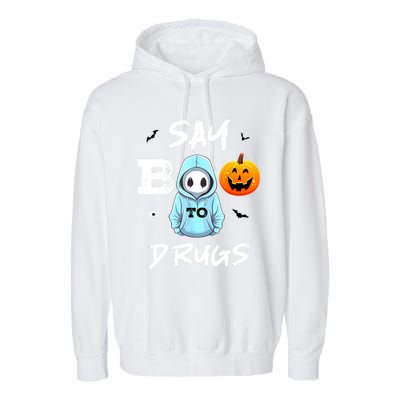 Say Boo To Drugs Funny Halloween Red Ribbon Week Awareness Garment-Dyed Fleece Hoodie