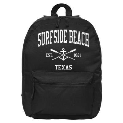 Surfside Beach Tx Vintage Crossed Oars & Boat Anchor Sports 16 in Basic Backpack