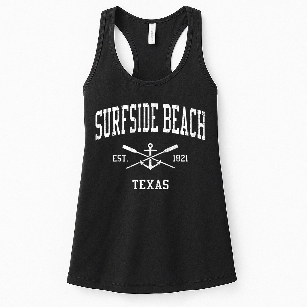 Surfside Beach Tx Vintage Crossed Oars & Boat Anchor Sports Womens Tank Top