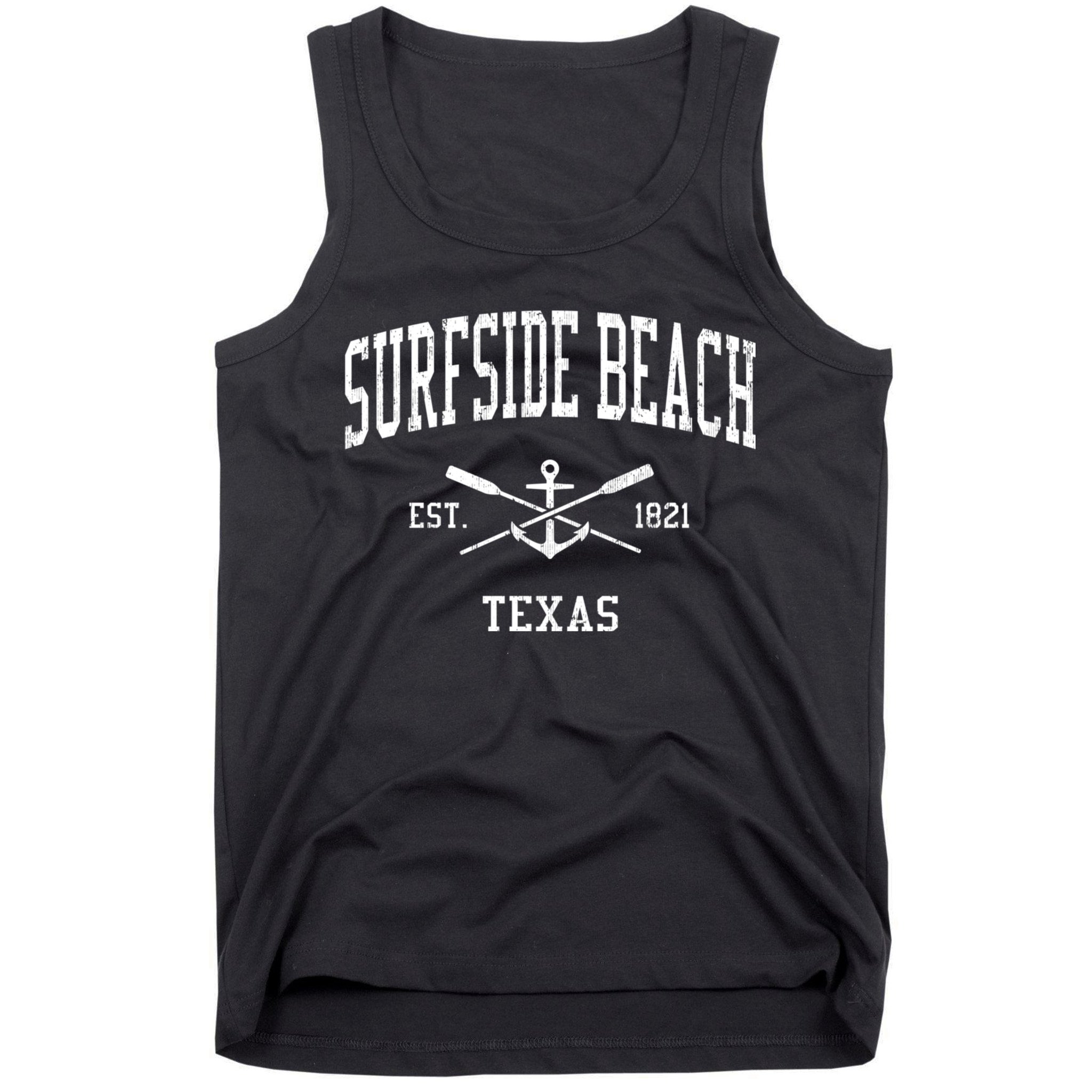 Surfside Beach Tx Vintage Crossed Oars & Boat Anchor Sports Tank Top