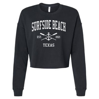 Surfside Beach Tx Vintage Crossed Oars & Boat Anchor Sports Cropped Pullover Crew