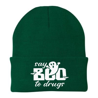 Say Boo To Drugs Funny Halloween Red Ribbon Week Awareness Knit Cap Winter Beanie