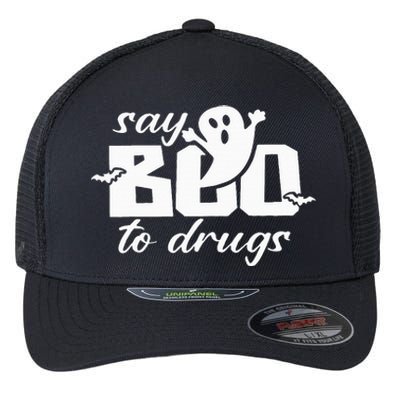 Say Boo To Drugs Funny Halloween Red Ribbon Week Awareness Flexfit Unipanel Trucker Cap