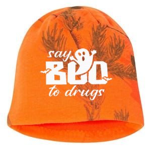 Say Boo To Drugs Funny Halloween Red Ribbon Week Awareness Kati - Camo Knit Beanie