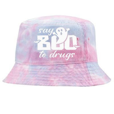 Say Boo To Drugs Funny Halloween Red Ribbon Week Awareness Tie-Dyed Bucket Hat