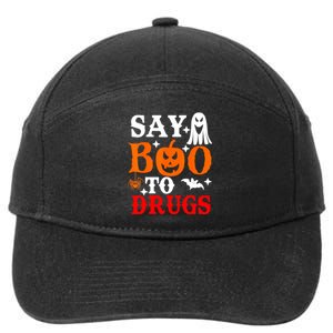 Say Boo To Drugs Funny Halloween Red Ribbon Week Awareness 7-Panel Snapback Hat