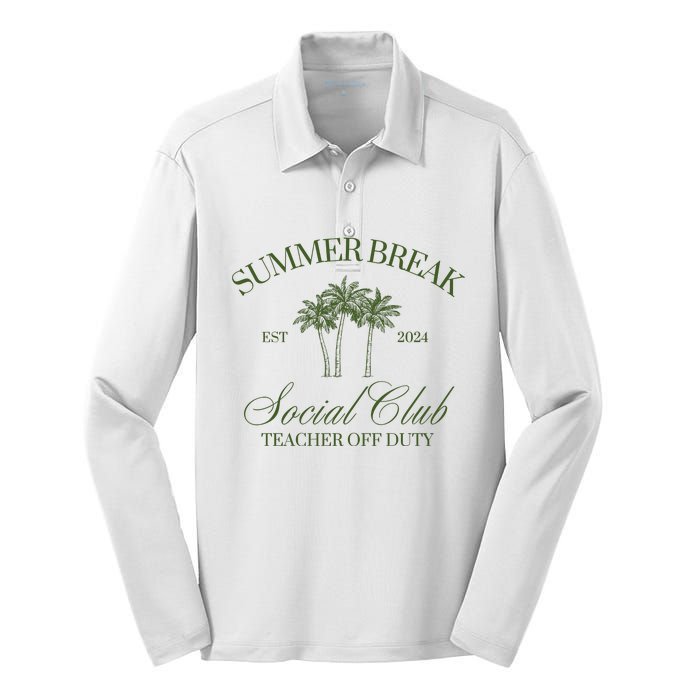 Summer Break Teacher Off Duty Silk Touch Performance Long Sleeve Polo